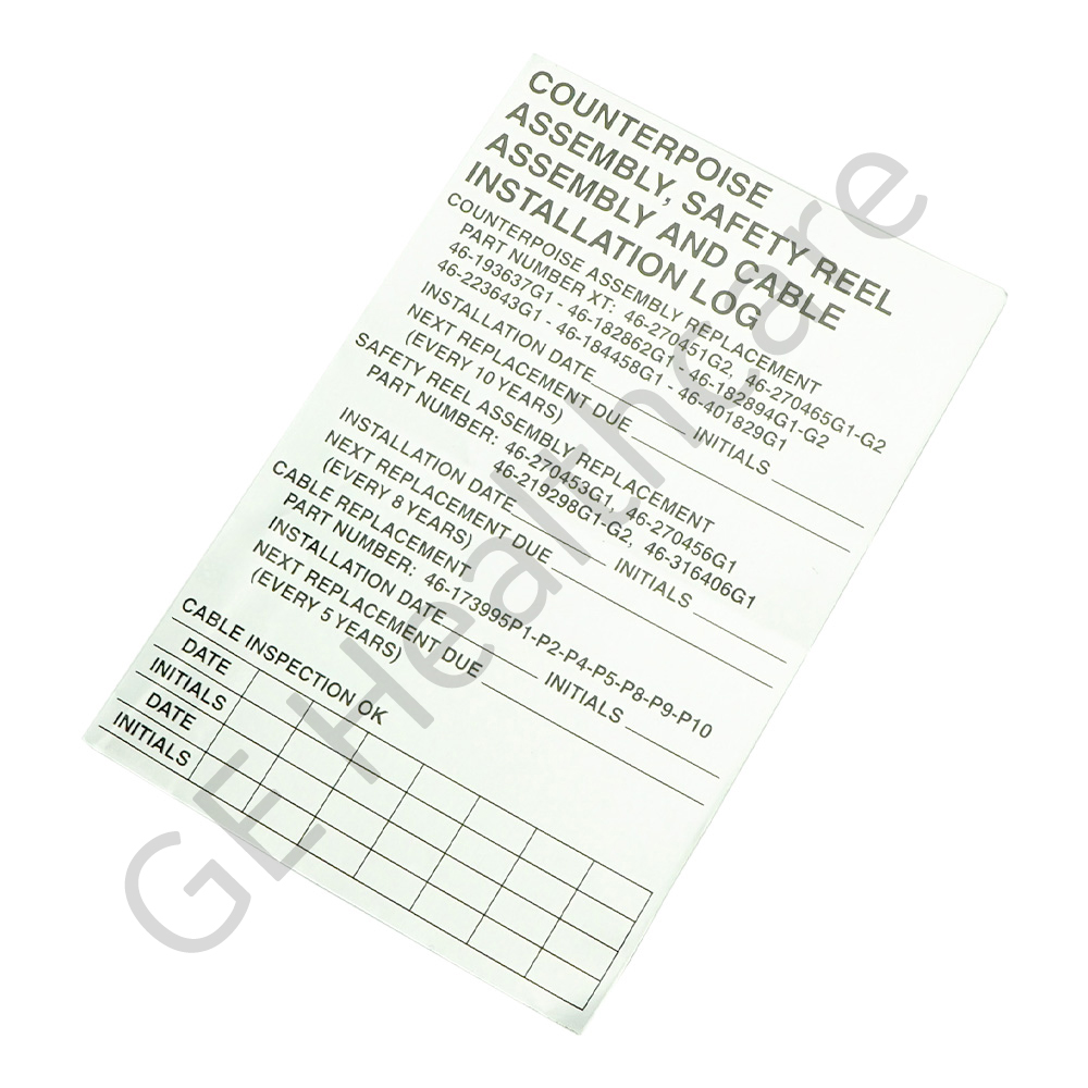Counterpoise Safety Reel Cable Log Label Counterpoise Safety Reel Cable Log Label
